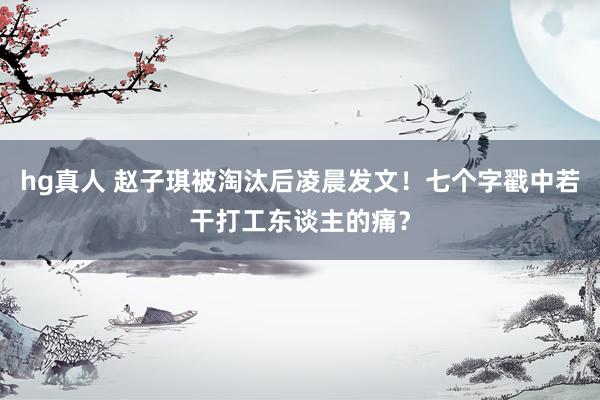 hg真人 赵子琪被淘汰后凌晨发文！七个字戳中若干打工东谈主的痛？