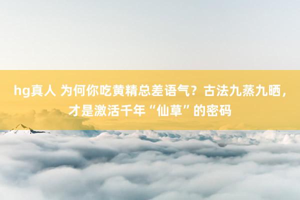 hg真人 为何你吃黄精总差语气？古法九蒸九晒，才是激活千年“仙草”的密码