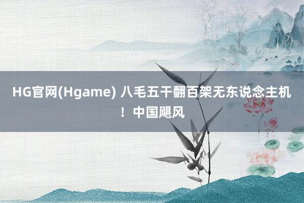 HG官网(Hgame) 八毛五干翻百架无东说念主机！中国飓风
