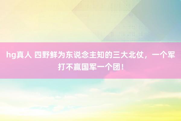 hg真人 四野鲜为东说念主知的三大北仗，一个军打不赢国军一个团！