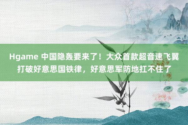 Hgame 中国隐轰要来了！大众首款超音速飞翼打破好意思国铁律，好意思军防地扛不住了