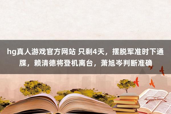 hg真人游戏官方网站 只剩4天，摆脱军准时下通牒，赖清德将登机离台，萧旭岑判断准确