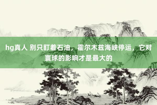 hg真人 别只盯着石油，霍尔木兹海峡停运，它对寰球的影响才是最大的