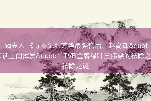 hg真人 《寻秦记》芳华最强售后，赵高却"东谈主间挥发"：TVB金牌绿叶王伟梁的祛除之谜