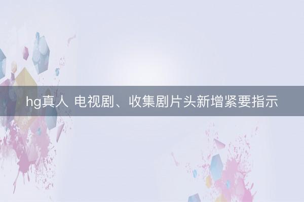 hg真人 电视剧、收集剧片头新增紧要指示